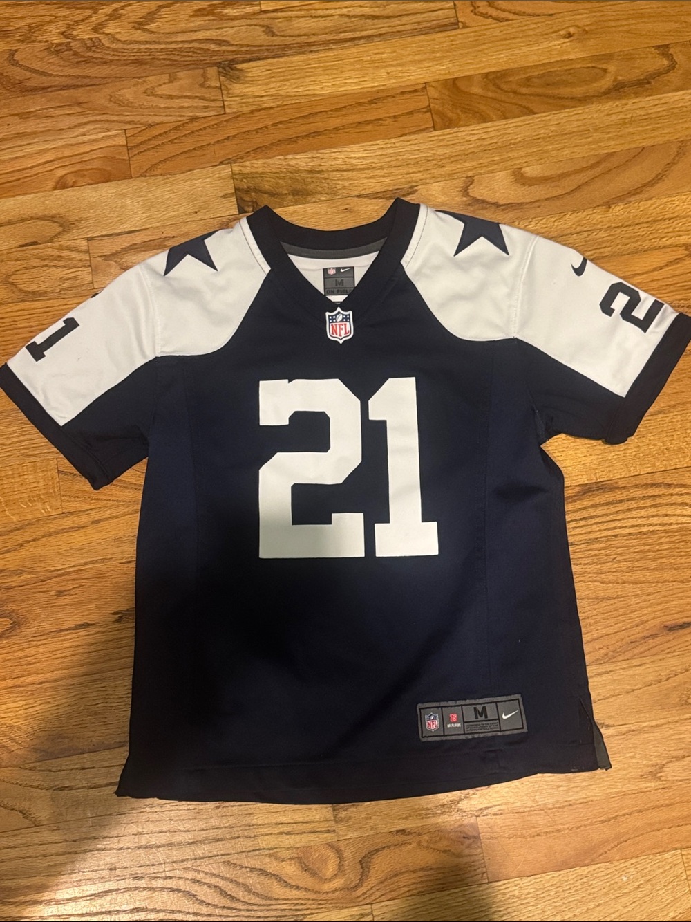 Kids Dallas cowboys Nike Navy and White #21 Football jersey Elliott. Sz Medium